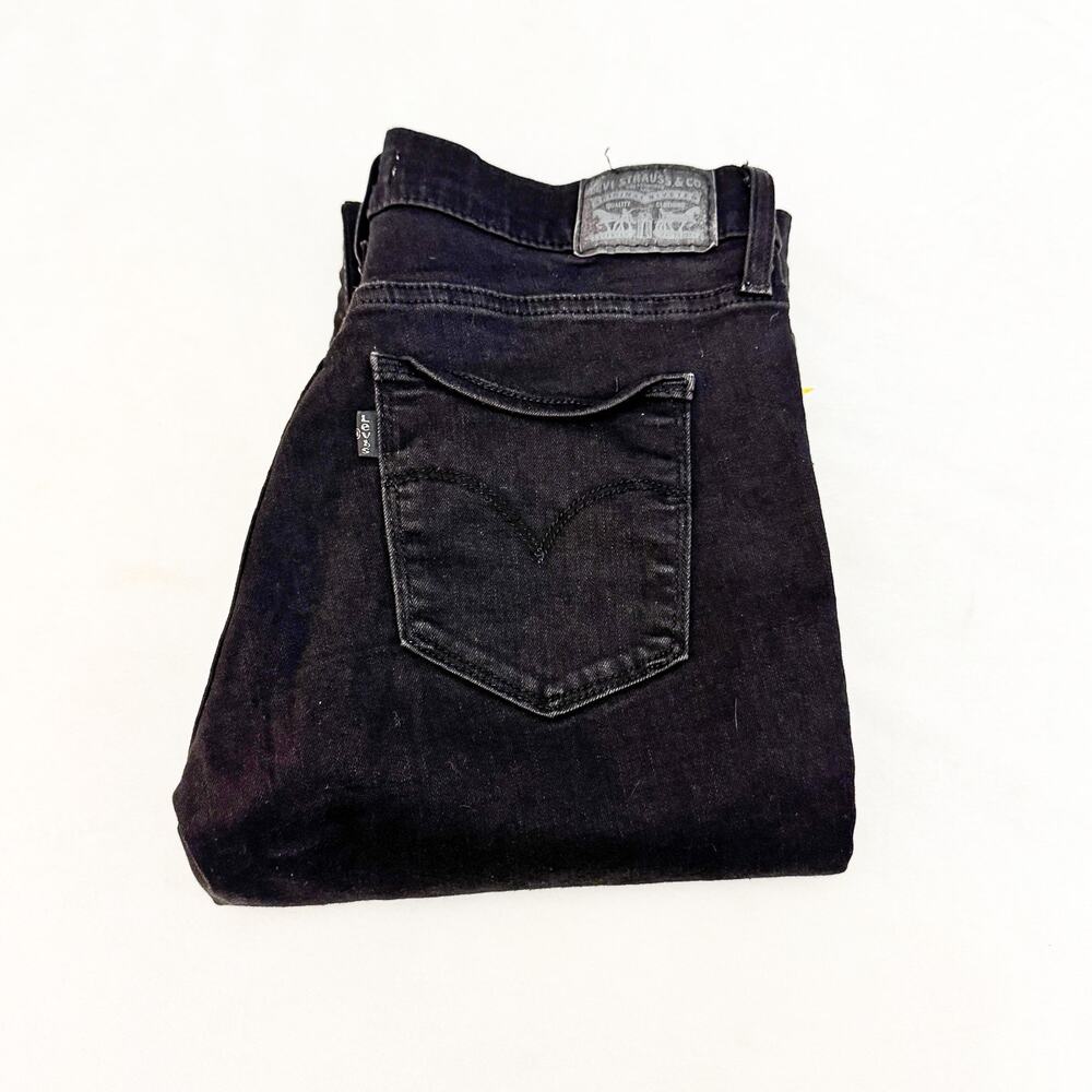 Levi's 314 Shaping Straight Leg Solid Black Denim Jeans Size 29